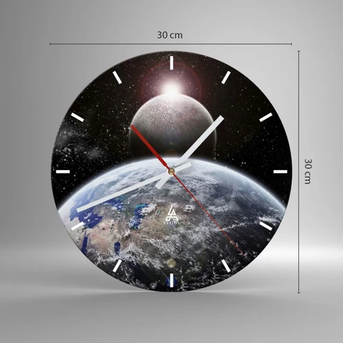 Nástěnné hodiny - Vesmírná krajina - východ slunce - 30x30 cm