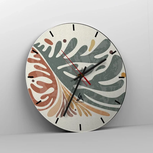 Nástěnné hodiny - Vícebarevný list - 30x30 cm