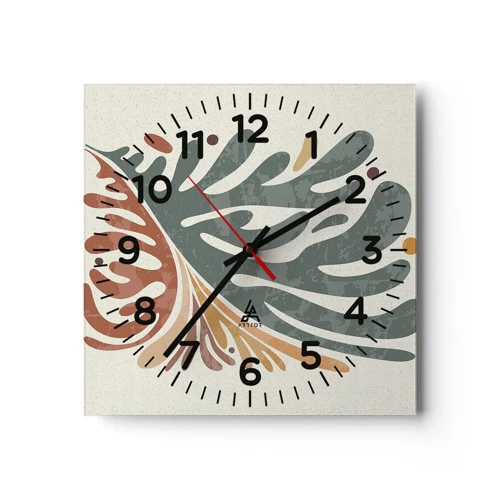 Nástěnné hodiny - Vícebarevný list - 30x30 cm