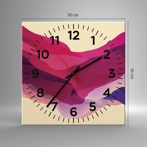 Nástěnné hodiny - Vlny fialové - 30x30 cm
