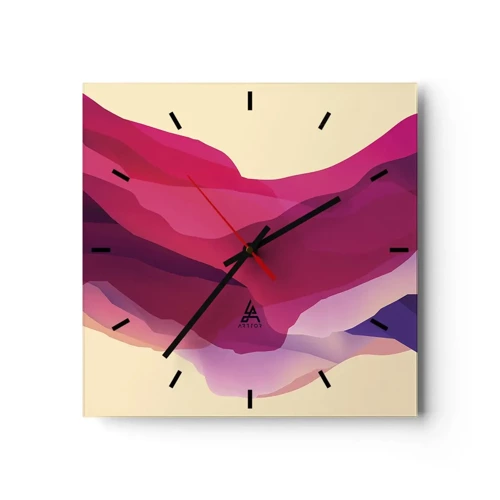 Nástěnné hodiny - Vlny fialové - 30x30 cm