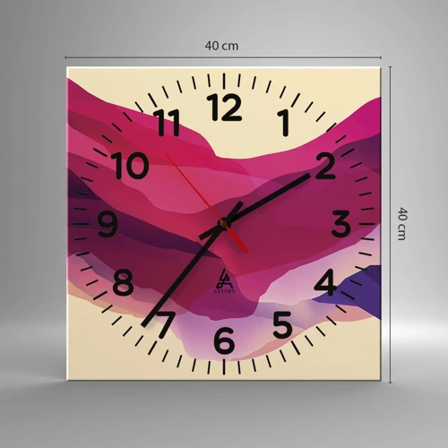 Nástěnné hodiny - Vlny fialové - 40x40 cm