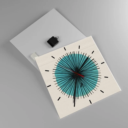Nástěnné hodiny - Zářící modrá - 40x40 cm
