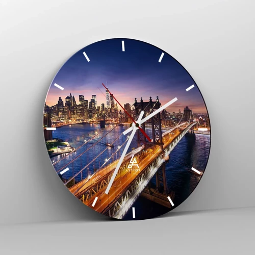 Nástěnné hodiny - Zářící most do srdce města - 30x30 cm