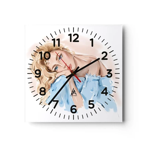 Nástěnné hodiny - Zasněná v modré - 30x30 cm