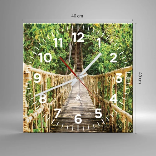 Nástěnné hodiny - Zavěšený v zelené - 40x40 cm