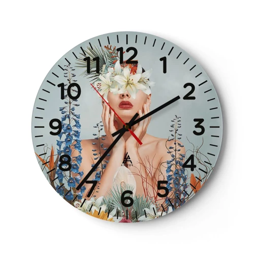 Nástěnné hodiny - Žena – květina - 40x40 cm