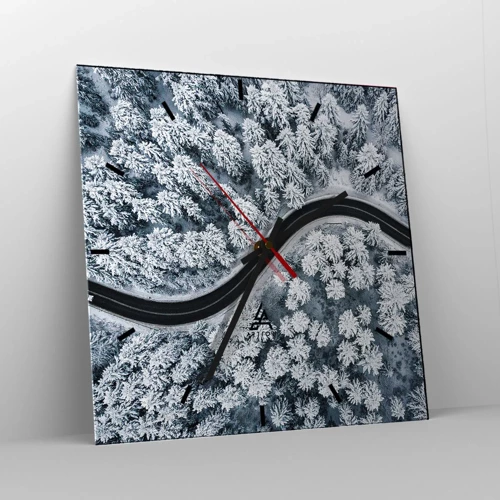 Nástěnné hodiny - Zimním lesem - 40x40 cm