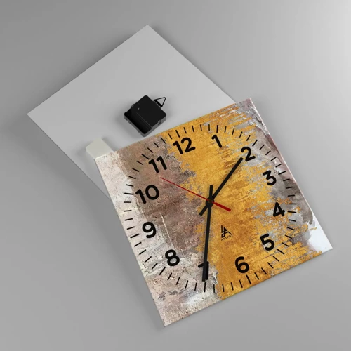 Nástěnné hodiny - Zlatistý závan - 30x30 cm