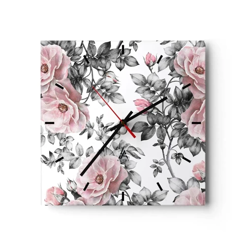 Nástěnné hodiny - Ztratit se v květinách růží - 30x30 cm