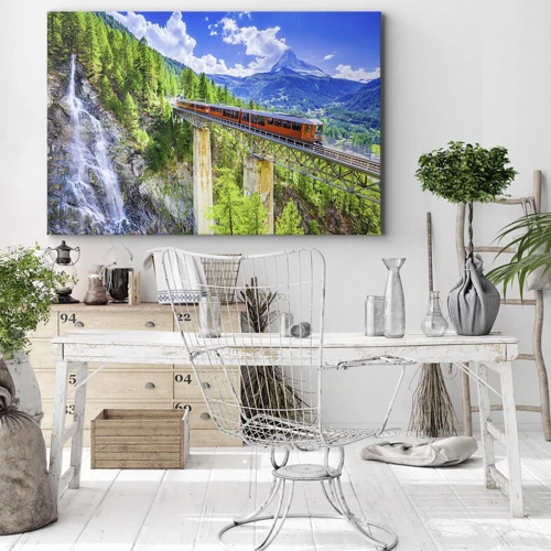 Obraz na plátně - Alpská železnice - 100x70 cm