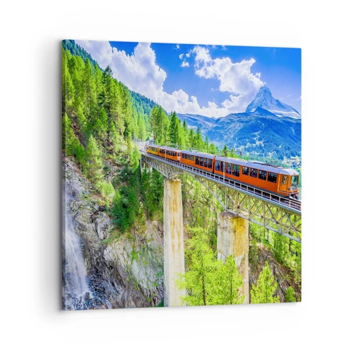 Obraz na plátně - Alpská železnice - 60x60 cm