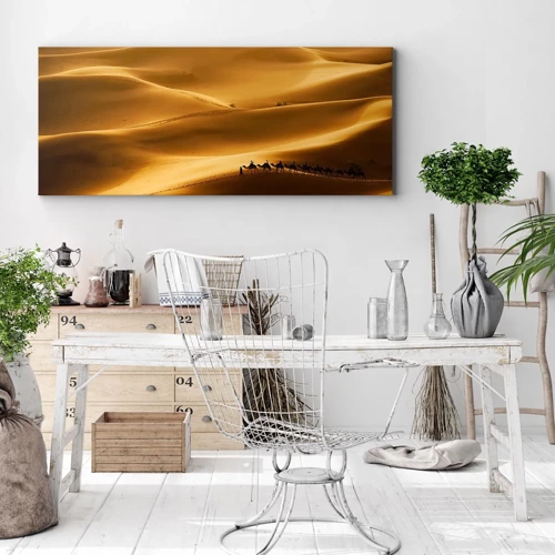 Obraz na plátně - Karavana na vlnách pouště - 100x40 cm