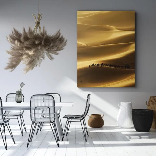 Obraz na plátně - Karavana na vlnách pouště - 55x100 cm