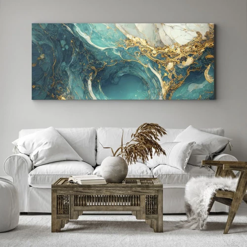 Obraz na plátně - Kompozice se zlatými žilami - 160x50 cm