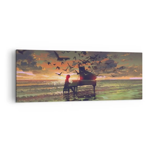 Obraz na plátně - Koncert na piano a vlny - 140x50 cm