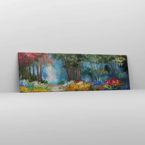Obraz na plátně - Lesní zahrada, květinový les - 160x50 cm