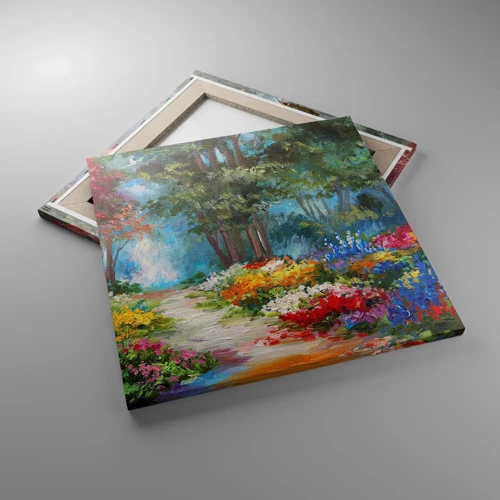 Obraz na plátně - Lesní zahrada, květinový les - 50x50 cm
