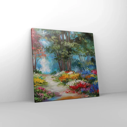 Obraz na plátně - Lesní zahrada, květinový les - 50x50 cm