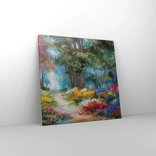 Obraz na plátně - Lesní zahrada, květinový les - 70x70 cm