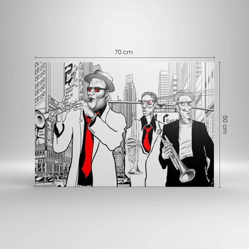 Obraz na plátně - Městská rapsodie v černé a červené - 70x50 cm