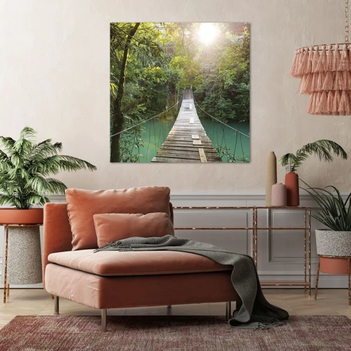 Obraz na plátně - Nad azurovou vodou do azurového lesa - 30x30 cm
