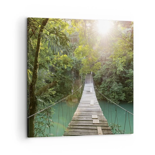 Obraz na plátně - Nad azurovou vodou do azurového lesa - 50x50 cm