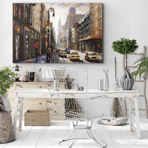 Obraz na plátně - New York – barevný i v dešti - 70x50 cm