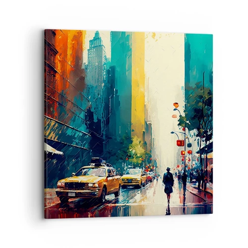 Obraz na plátně - New York – tady je i déšť barevný - 70x70 cm