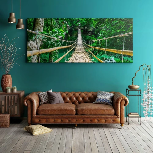 Obraz na plátně - Opičí most nad zelení - 100x40 cm