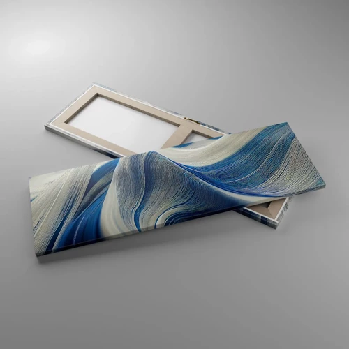 Obraz na plátně - Plynulost modré a bílé - 90x30 cm