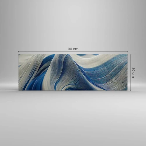 Obraz na plátně - Plynulost modré a bílé - 90x30 cm