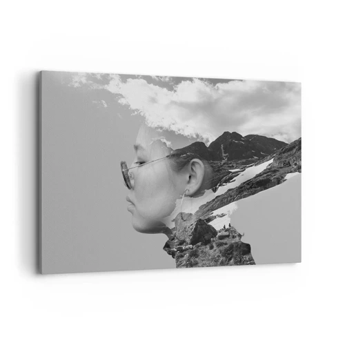 Obraz na plátně - Povznešen portrét v oblacích - 100x70 cm