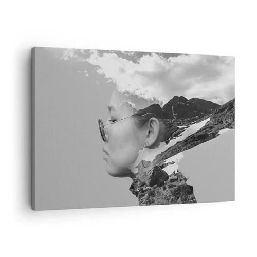 Obraz na plátně - Povznešen portrét v oblacích - 70x50 cm