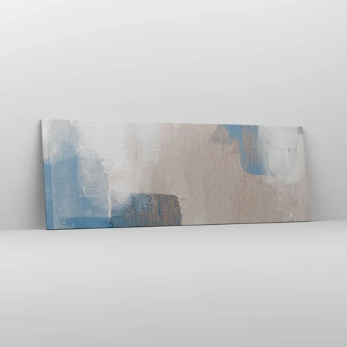 Obraz na plátně - Růžová abstrakce za modrým závojem - 140x50 cm