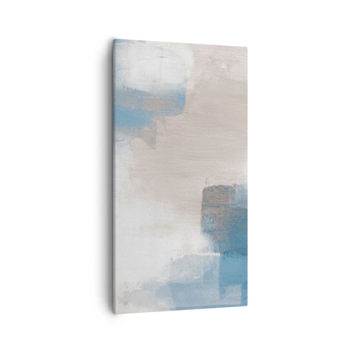 Obraz na plátně - Růžová abstrakce za modrým závojem - 55x100 cm