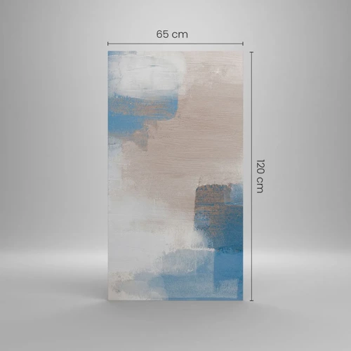 Obraz na plátně - Růžová abstrakce za modrým závojem - 65x120 cm