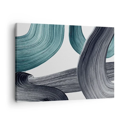 Obraz na plátně - Smaragdové a černé vlny - 70x50 cm