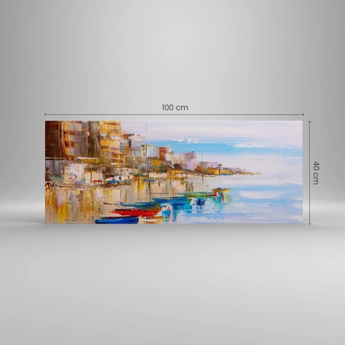 Obraz na plátně - Vícebarevný městský přístav - 100x40 cm