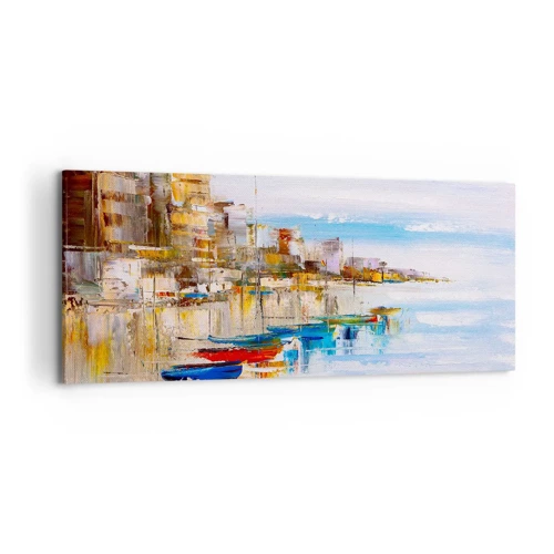 Obraz na plátně - Vícebarevný městský přístav - 120x50 cm