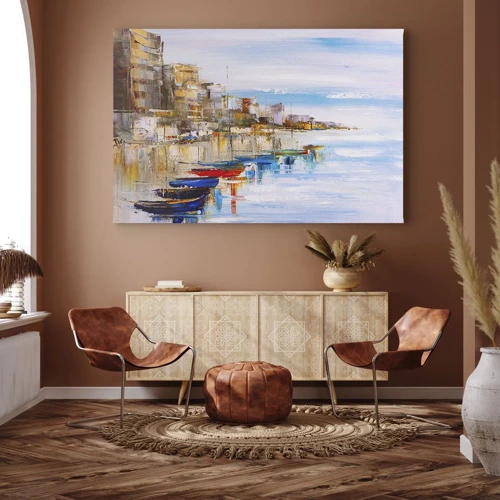 Obraz na plátně - Vícebarevný městský přístav - 120x80 cm