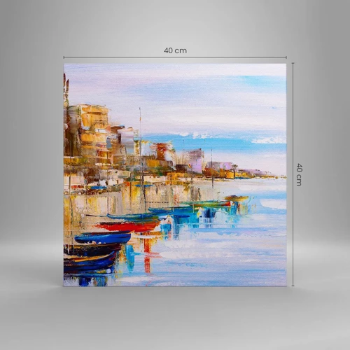 Obraz na plátně - Vícebarevný městský přístav - 40x40 cm