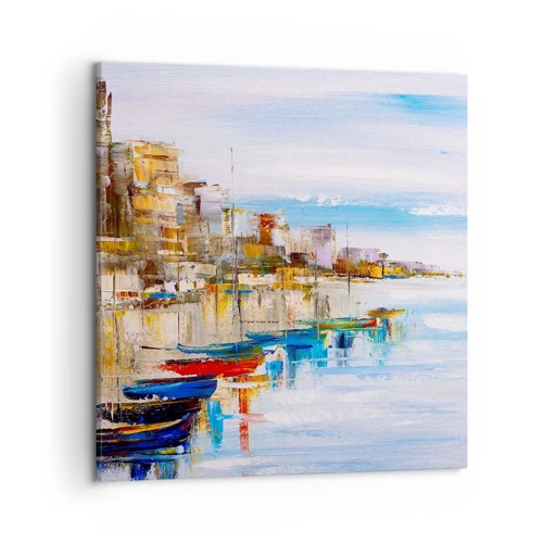 Obraz na plátně - Vícebarevný městský přístav - 50x50 cm
