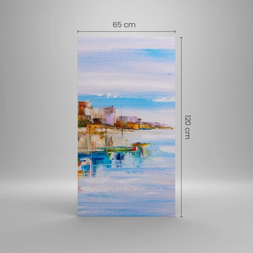 Obraz na plátně - Vícebarevný městský přístav - 65x120 cm