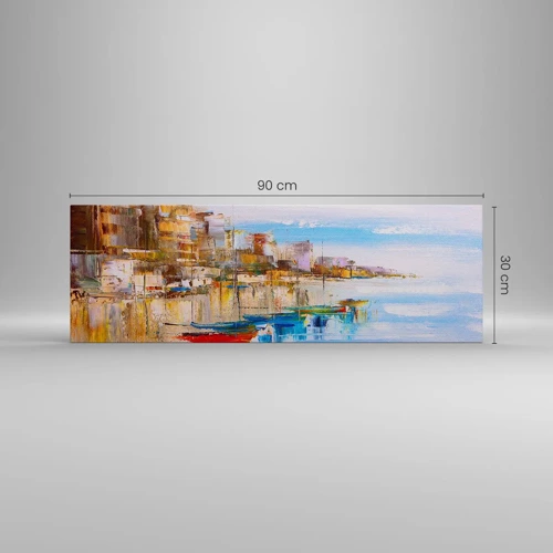 Obraz na plátně - Vícebarevný městský přístav - 90x30 cm