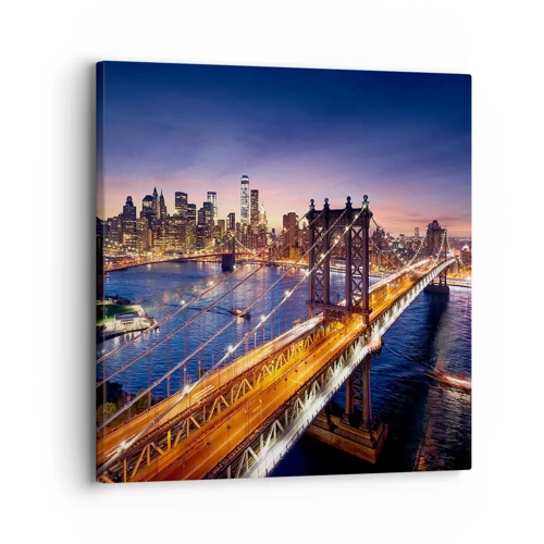 Obraz na plátně - Zářící most do srdce města - 30x30 cm