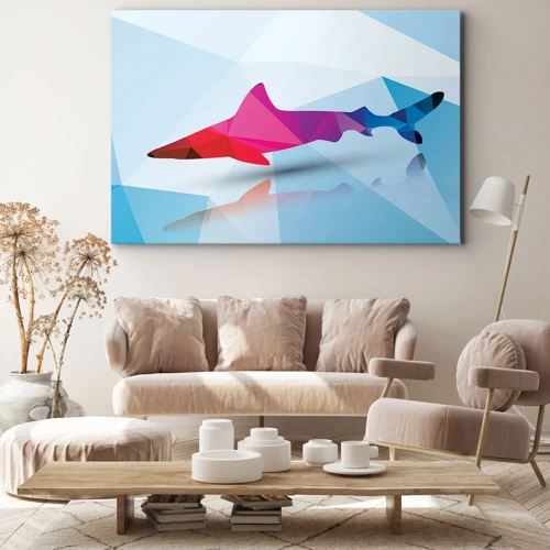 Obraz na plátně - Žralok v krystalickém prostoru - 70x50 cm