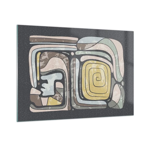 Obraz na skle - Abstrakce v předkolumbovském duchu - 100x70 cm