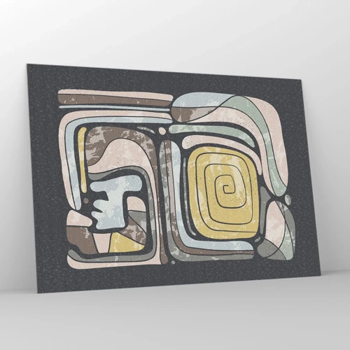 Obraz na skle - Abstrakce v předkolumbovském duchu - 100x70 cm