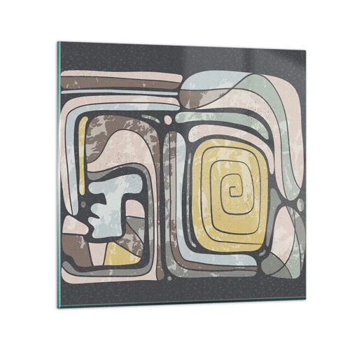 Obraz na skle - Abstrakce v předkolumbovském duchu - 60x60 cm